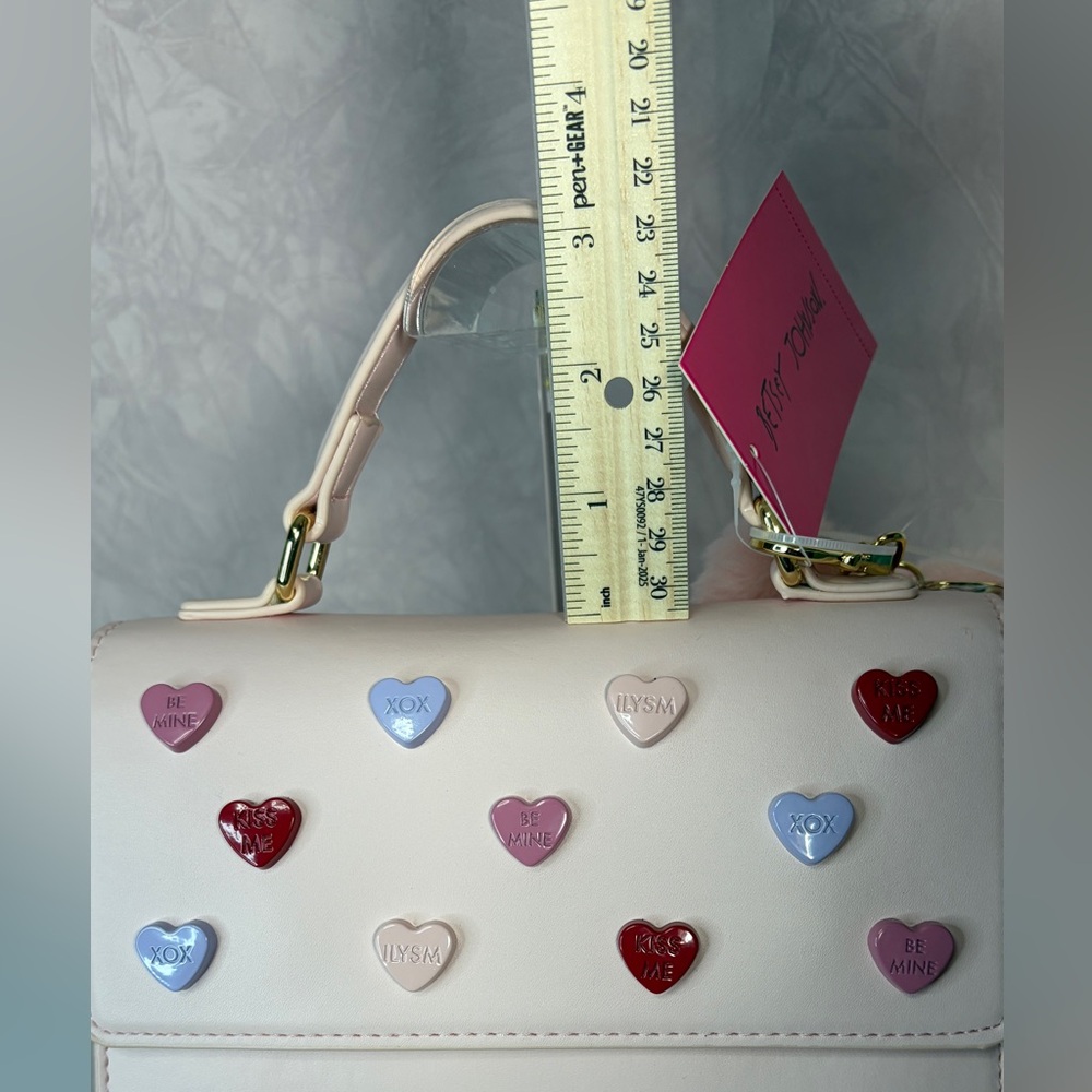 Betsey Johnson Pink Mini Bag with Heart Accents XOMylo2 Blush - Picture 7 of 15